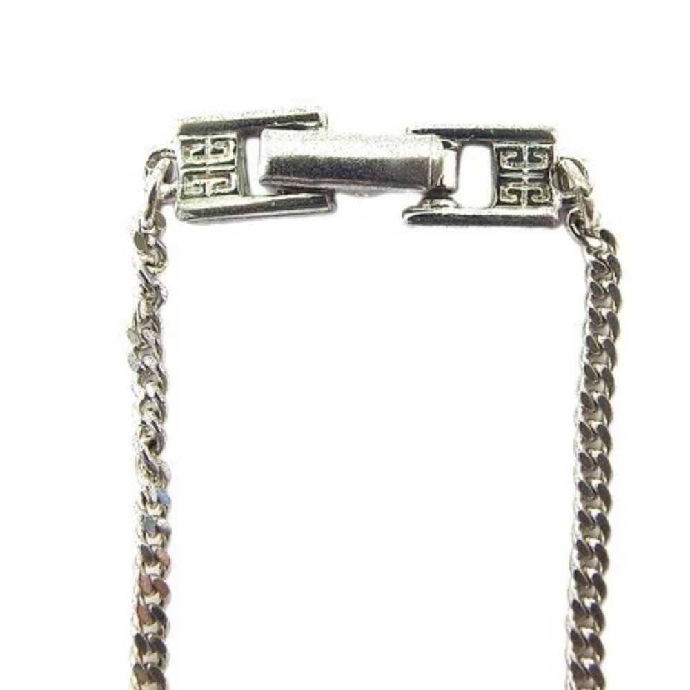 GIVENCHY Necklace 4G Logo Silver Hardware x Rhinestone Authentic - Picture 10 of 10